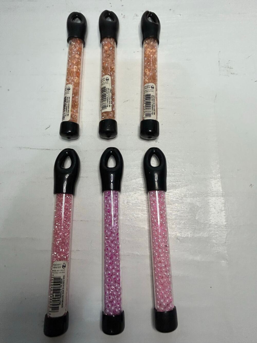 Beaders Paradise Czech Glass Pink Peach Bead Lot NOS 6 Tubes